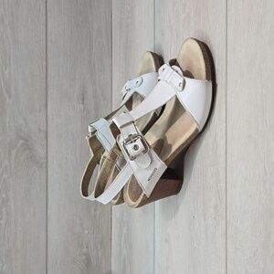 Mephisto Women Ankle Leather Heels Sandals shoes sz 38/8